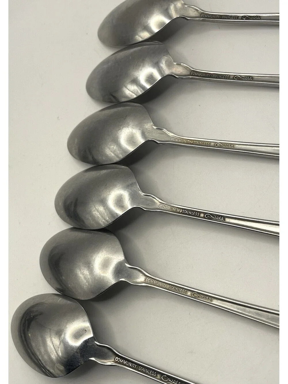 6- Oneida Community FANTASY Burnished Stainless Pierced Iced Tea spoon ~ 7 5/8”